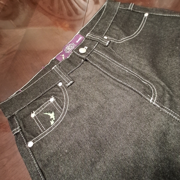 ADWYSD Purple Label Heavy Duty Black Denim Hiphop Baggy Jeans Unisex Size Large - Picture 4 of 16